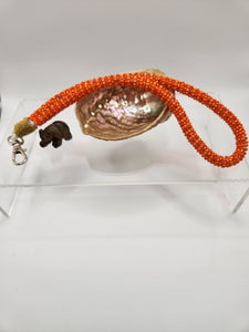 Beaded Lanyard Wristlet - Orange Stripe